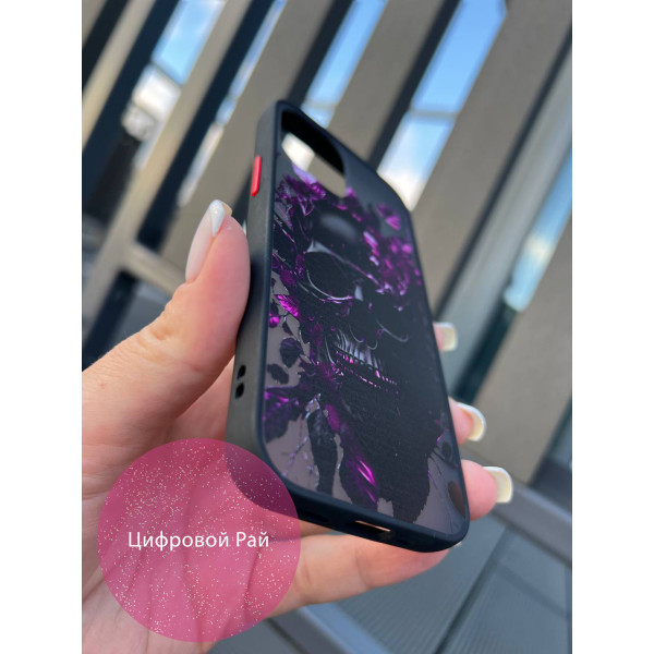 Чохол для IPhone 12 Mini череп фіолетові листя