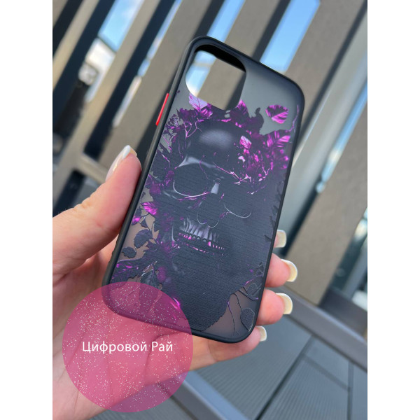 Чохол для IPhone 12 Mini череп фіолетові листя