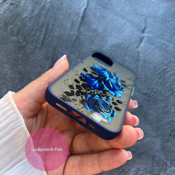 Чехол для iPhone 12 Mini розы синие