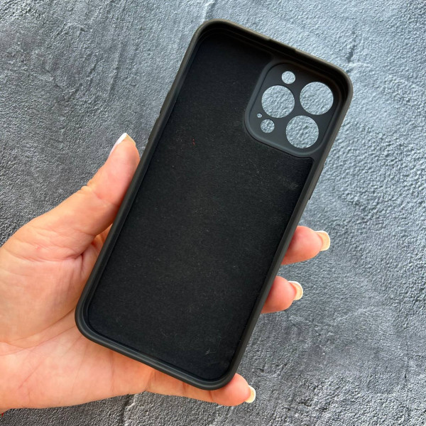 Чохол для IPhone 13 Pro Max софт-тач чохол чорний з вишиванкою Харківщина з лаковим покриттям