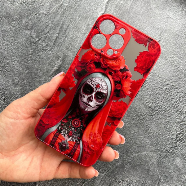 Чохол для IPhone 13 Pro Max Санта-Муерте червона з червоним бортиком
