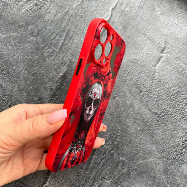 Чохол для IPhone 13 Pro Max Санта-Муерте червона з червоним бортиком