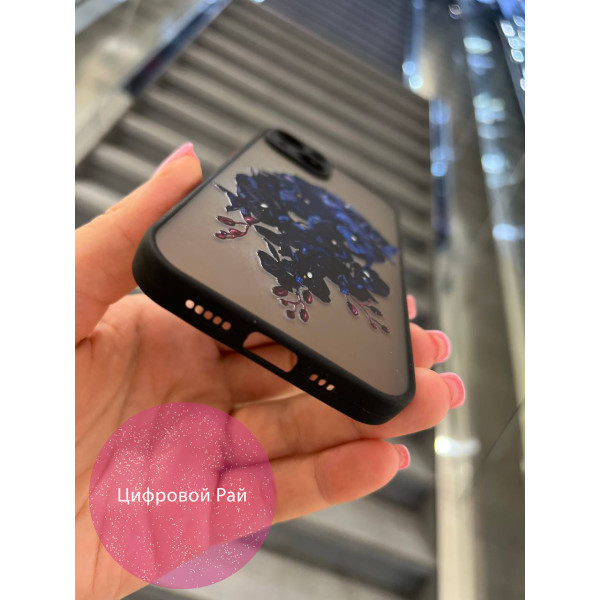 Чохол для iPhone 13 чорні орхідеї