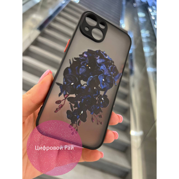 Чохол для iPhone 13 чорні орхідеї