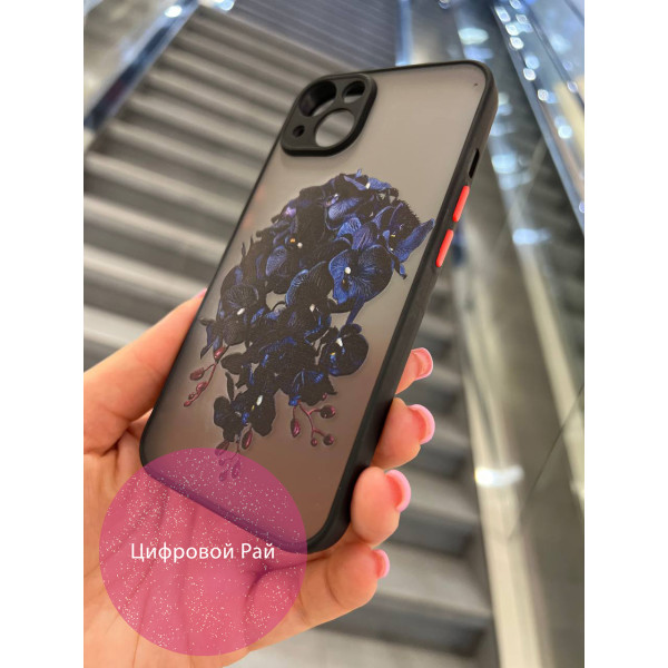 Чохол для iPhone 13 чорні орхідеї