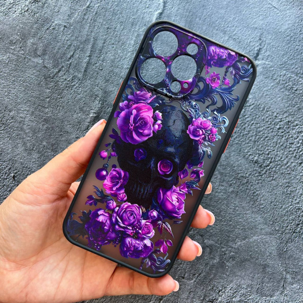 Чохол для iPhone 14 Pro Max череп з лавандовими квітами