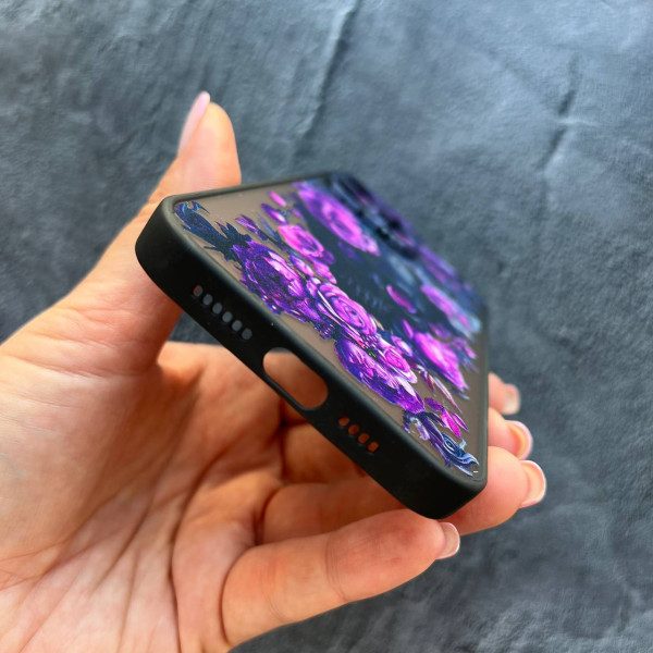 Чехол для iPhone 14 Pro Max череп с лавандовыми цветами
