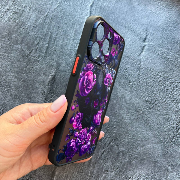 Чохол для iPhone 14 Pro Max череп з лавандовими квітами
