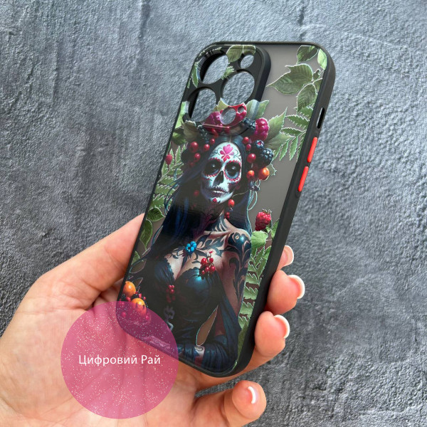 Чохол для IPhone 14 Pro Санта-Муерте з листями