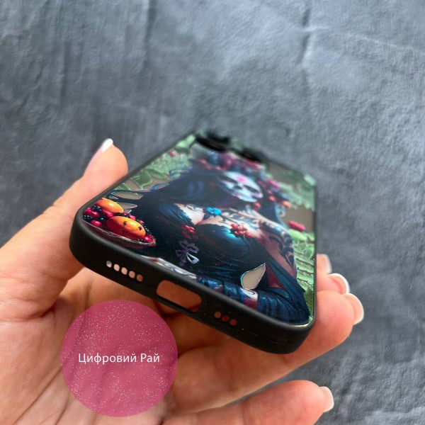 Чехол для iPhone 14 Pro Санта-Муэрте с листьями