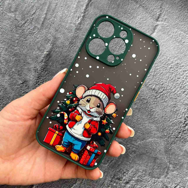 Чохол для IPhone 14 Pro новорічний з мишкою
