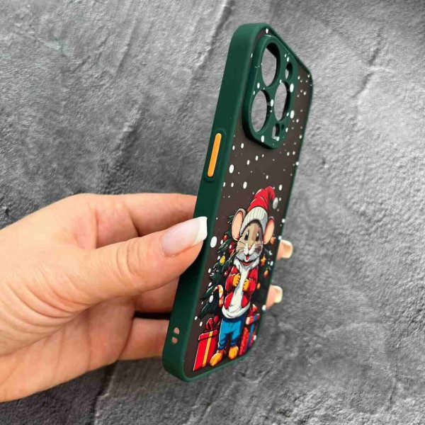 Чехол для iPhone 14 Pro новогодний с мышкой