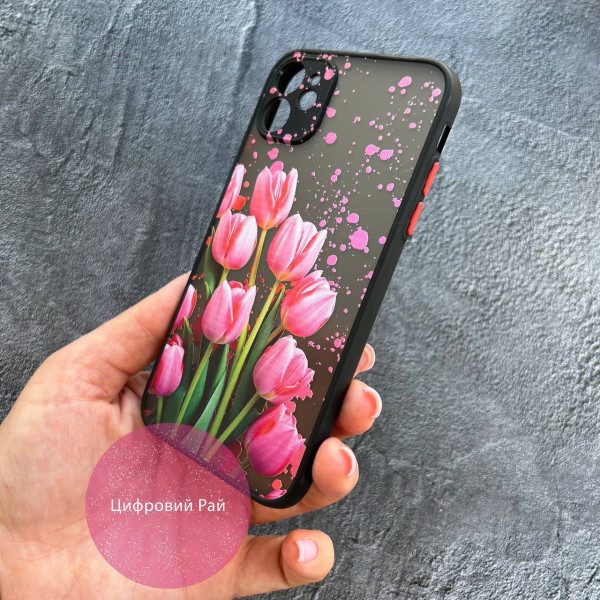Чохол для IPhone 11 тюльпани з краплями