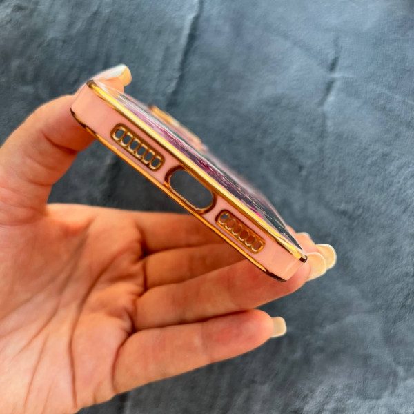 Чохол для iPhone 11 півонії силіконовий з золотою обводкою