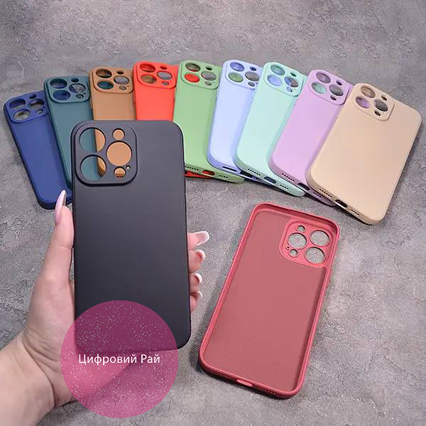 Однотонний чохол для iPhone 15 Pro Max з soft-touch покриттям і мікрофіброю всередині