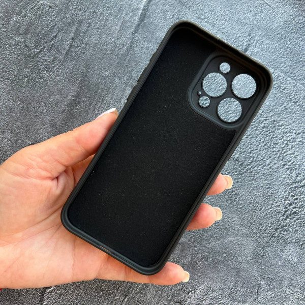 Чехол для iPhone 15 Pro Max софт-тач черный чехол с вышиванкой Киевщина с лаковым покрытием