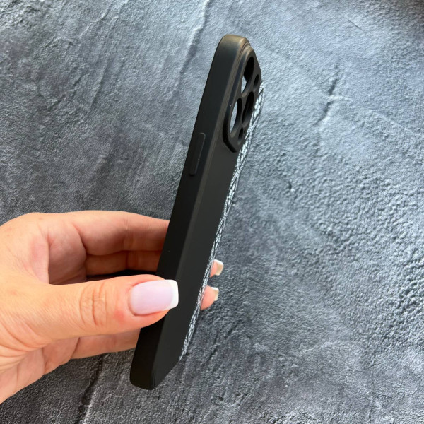Чохол для iPhone 15 Pro Max софт-тач чохол чорний з вишиванкою Київщина з лаковим покриттям