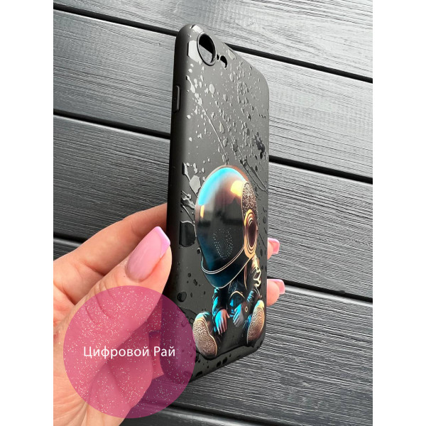 Чохол на IPhone 7 / 8 чорний силікон астронавт