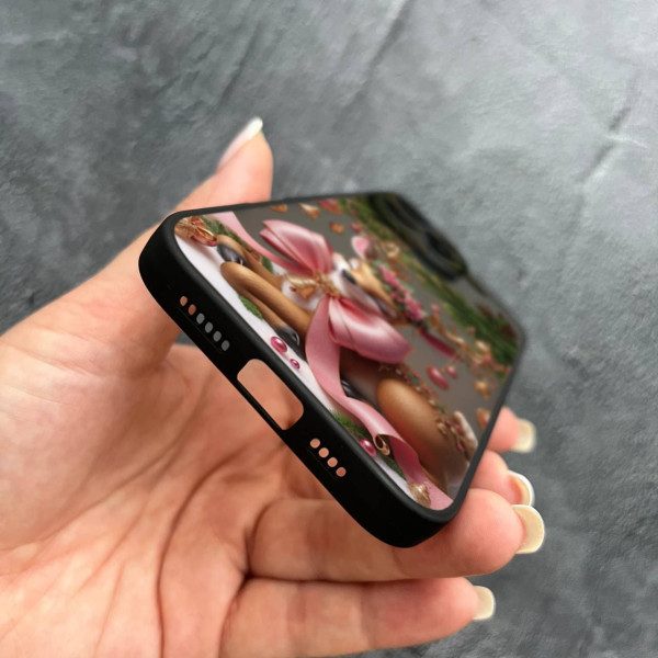 Чехол для iPhone 16 Pro с защитой камеры новогодний Рождественский олененок