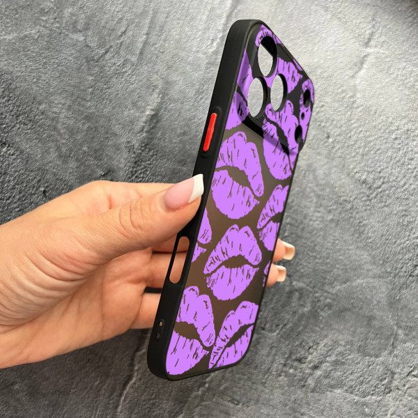 Чехол для iPhone 17 Pro Max с защитой камеры губы лавандовые