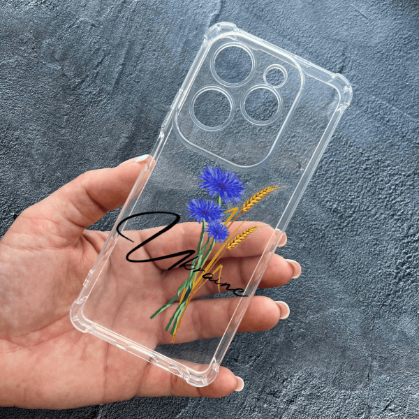 Чохол для Infinix Hot 40 / Hot 40 Pro з захистом камери патріотичний з волошкою