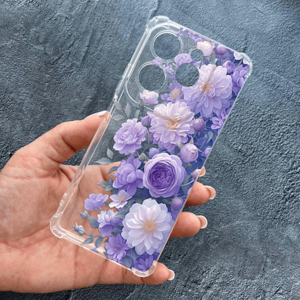 Чохол для Infinix Hot 40 / Hot 40 Pro з захистом камери з квітами лавандові півонії ніжні