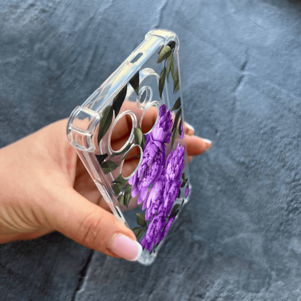 Чохол для Infinix Hot 40 / Hot 40 Pro з захистом камери з квітами лавандові півонії 