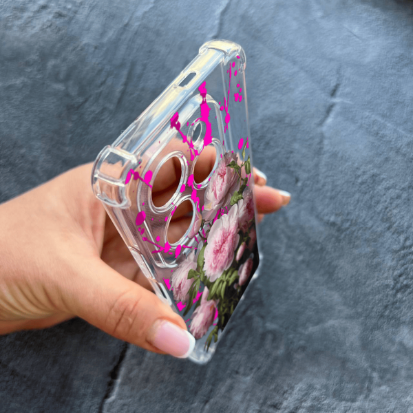 Чохол для Infinix Hot 40 / Hot 40 Pro з захистом камери з квітами рожеві півонії 