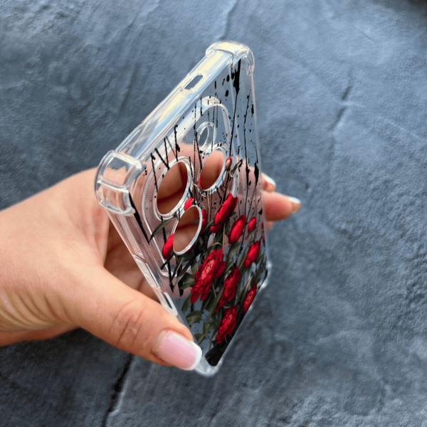 Чохол для Infinix Hot 40 / Hot 40 Pro з захистом камери з квітами червоні півонії маленькі