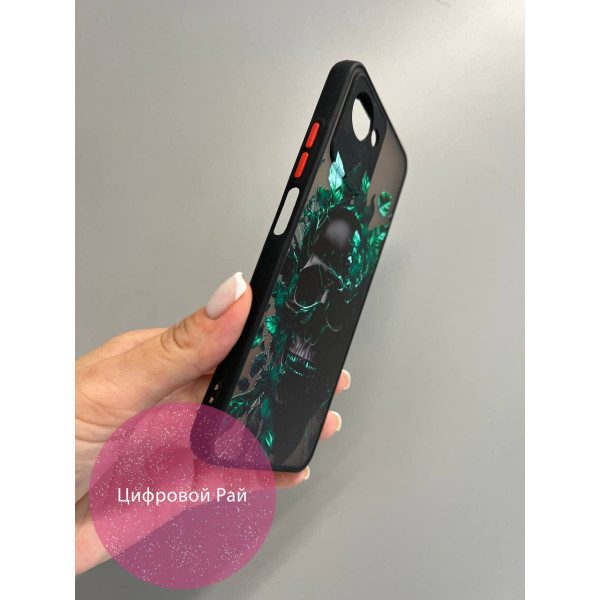 Чехол для Realme C30 / C30s череп зеленые листья