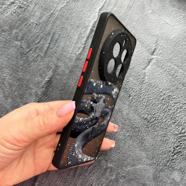 Чехол для Realme 12 pro 5G с защитой камеры со змеей с блестками