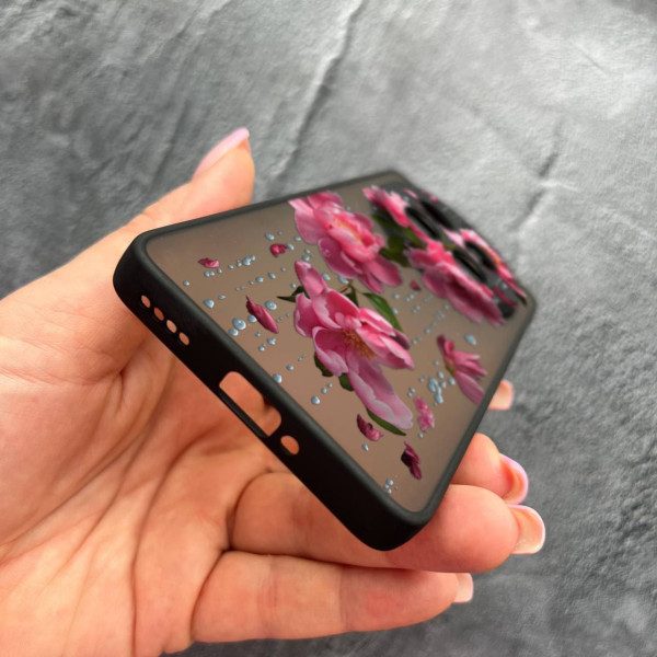 Чехол для Realme 12 pro 5G с защитой камеры с цветами и дождем