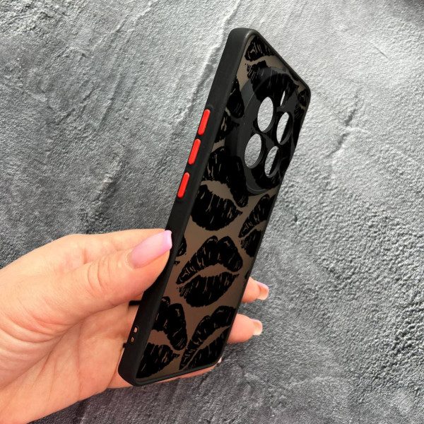 Чехол для Realme 12 pro 5G с защитой камеры с черными губами