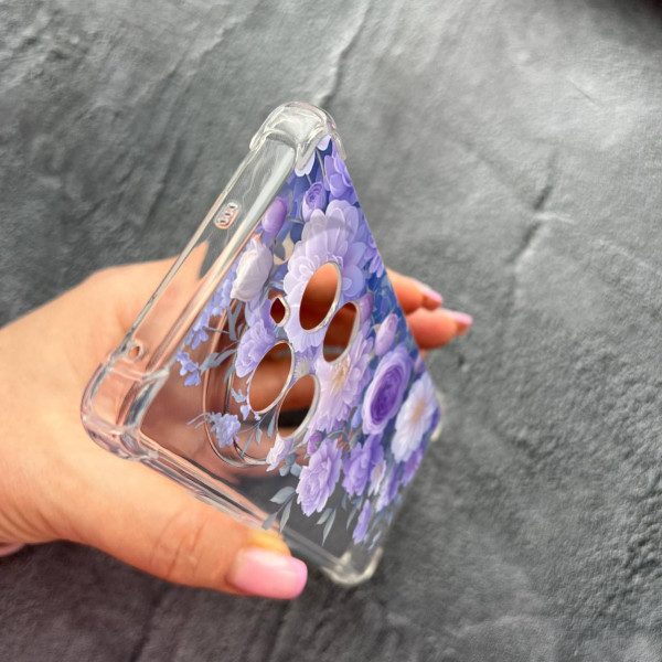 Чехол для Realme 12 pro 5G с защитой камеры с цветами лавандовые пионы нежные противоударный прозрачный силиконовый чехол