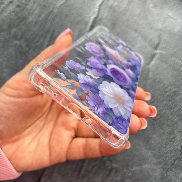 Чехол для Realme 12 pro 5G с защитой камеры с цветами лавандовые пионы нежные противоударный прозрачный силиконовый чехол