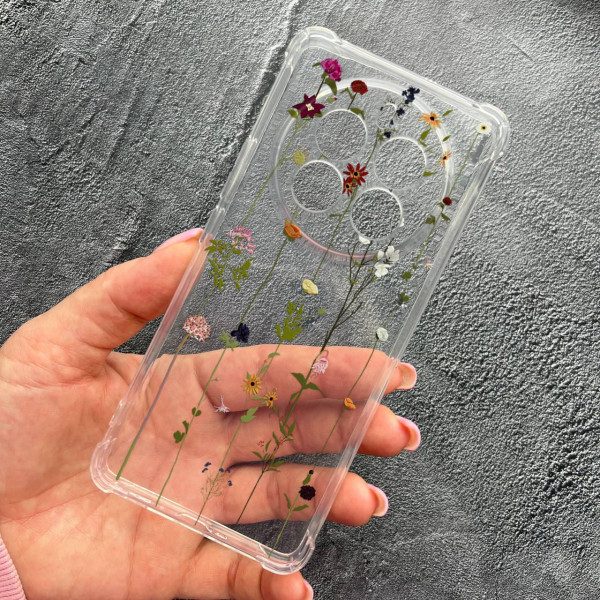 Чехол для Realme 12 pro 5G с защитой камеры с цветами лианы противоударный прозрачный силиконовый чехол
