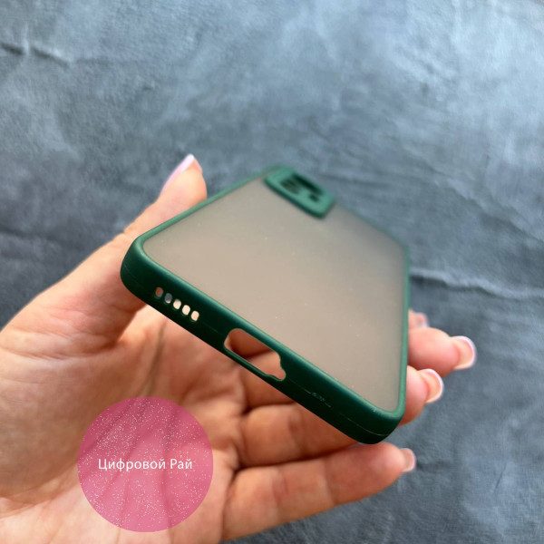 Чехол для Xiaomi 12 Lite матовый пластик зеленый бортик без дизайна