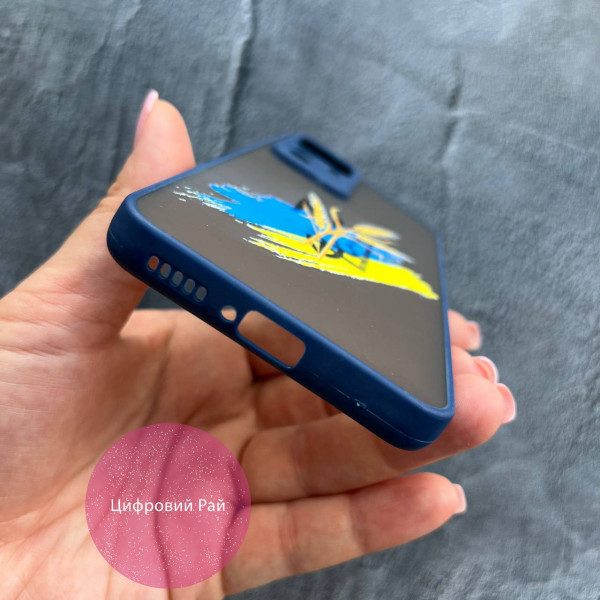 Чохол для Xiaomi 12T / Xiaomi 12T Pro патріотичний герб та прапор з синім бортиком