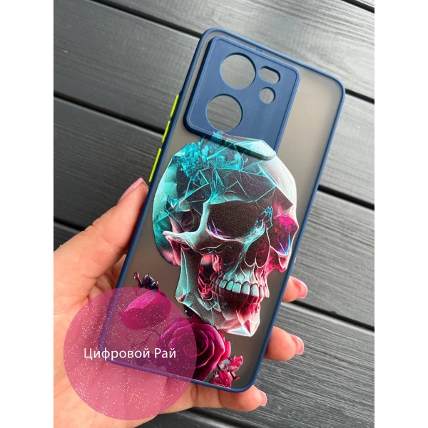 Чохол для Xiaomi 13T / 13T Pro череп синій бортик