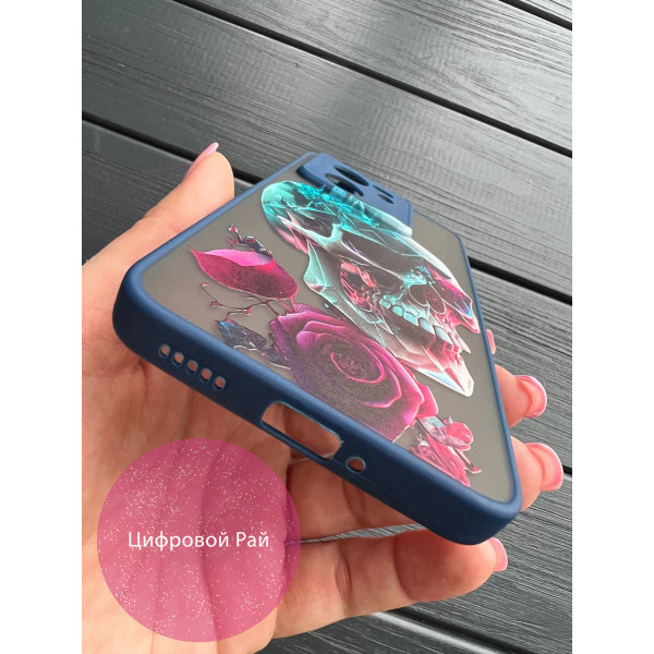 Чохол для Xiaomi 13T / 13T Pro череп синій бортик