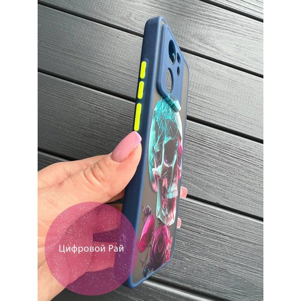 Чохол для Xiaomi 13T / 13T Pro череп синій бортик