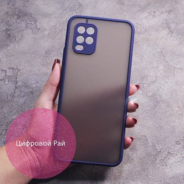 Чехол для Xiaomi Mi 10 Lite матовый пластик с темно-синим бортиком без дизайна