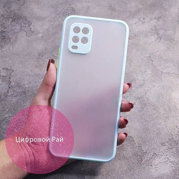Чехол для Xiaomi Mi 10 Lite матовый пластик с мятным бортиком без дизайна