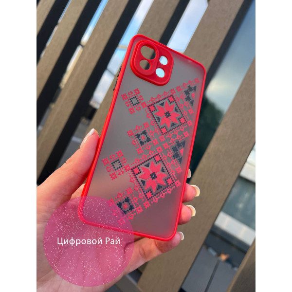 Чехол для Xiaomi Mi 11 Lite вышиванка всеукраинская с красным бортиком