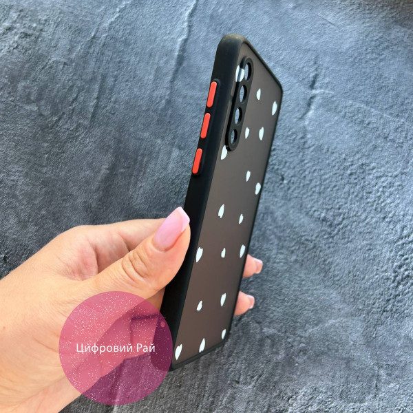 Чехол для Xiaomi Mi 9 белые сердечки с черным бортиком
