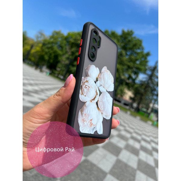 Чехол для Xiaomi Mi Note 10 Lite белые пионы