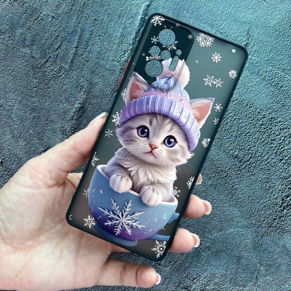 Чохол для Xiaomi Redmi Note 10 Pro з захистом камери новорічне кошеня в чашці