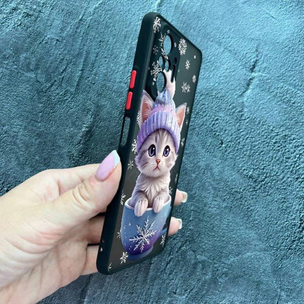 Чохол для Xiaomi Redmi Note 10 Pro з захистом камери новорічне кошеня в чашці