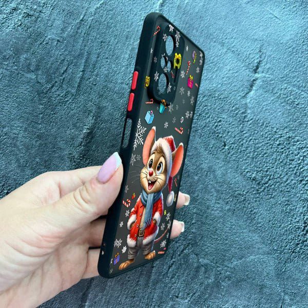 Чохол для Xiaomi Redmi Note 10 Pro з захистом камери новорічне мишеня в костюмі санти