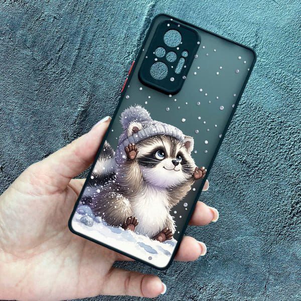 Чохол для Xiaomi Redmi Note 10 Pro з захистом камери новорічний зимовий єнотик